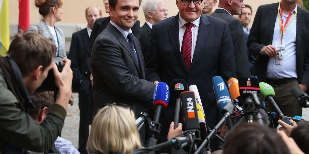 Pavlo Klimkin és Frank-Walter Steinmeier bizakodó FOTÓ: EUROPRESS/GETTY IMAGES/SEAN GALLUP