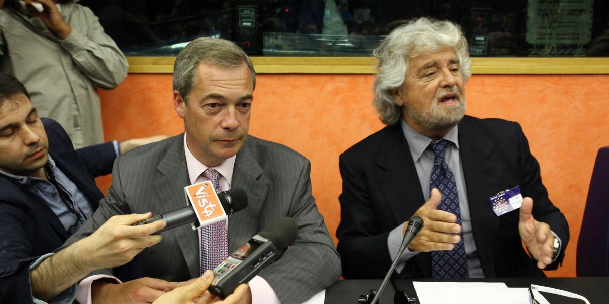 Nigel Farage és Beppe Grillo az Európai Parlamentben ritkán értenek egyet egymással FOTÓ: EUROPRESS/GETTY IMAGES/MICHELLE TANTUS