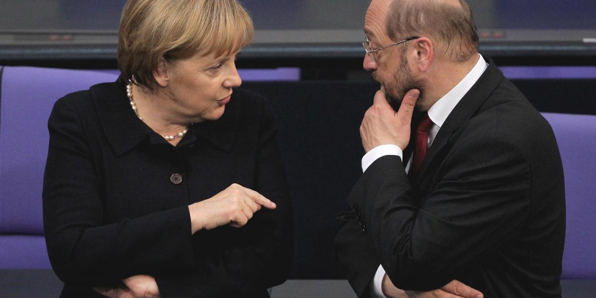 Látszólag egyre borongósabb Angela Merkel és Martin Schulz viszonya FOTÓ: EUROPRESS/GETTY IMAGES/SEAN GALLUP