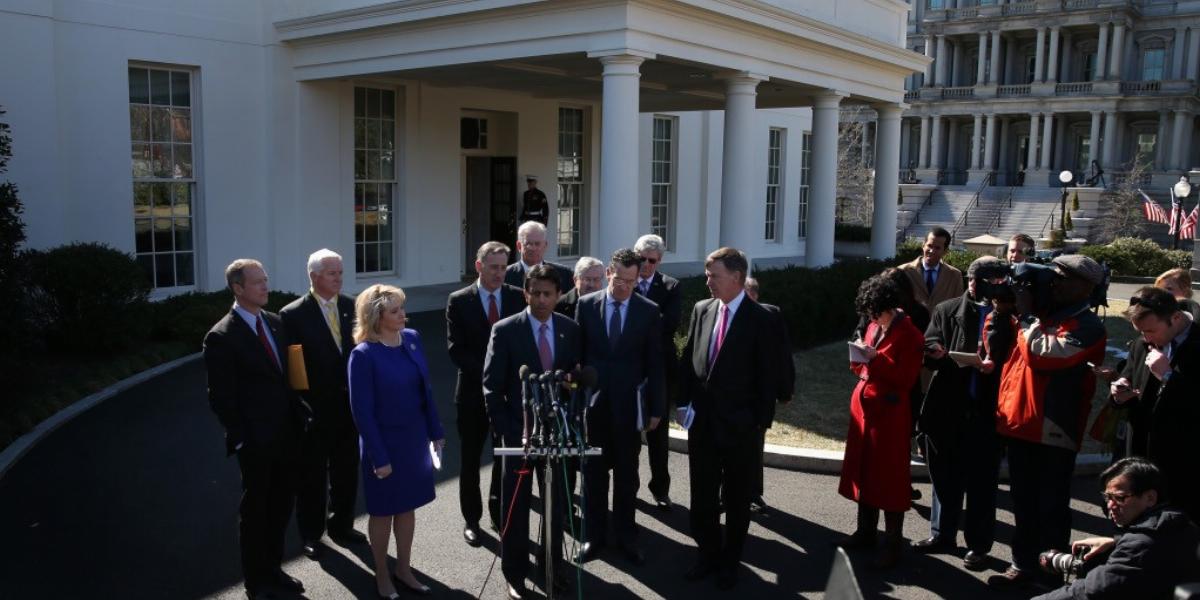 Republikánus kormányzókat fogadott hétfőn a Fehér Házban Obama. Több elnökaspiráns volt közöttük FOTÓ: EUROPRESS/GETTY IMAGES/