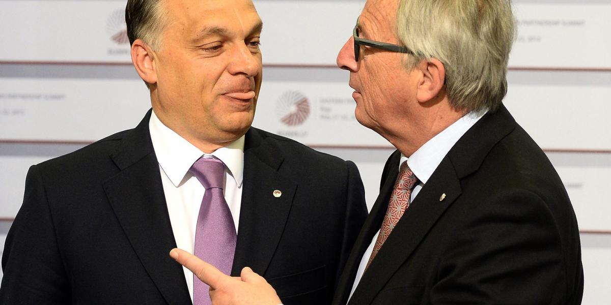 Jean-Claude Juncker és Orbán Viktor FOTÓ: JANEK SKARZYNSKI / AFP