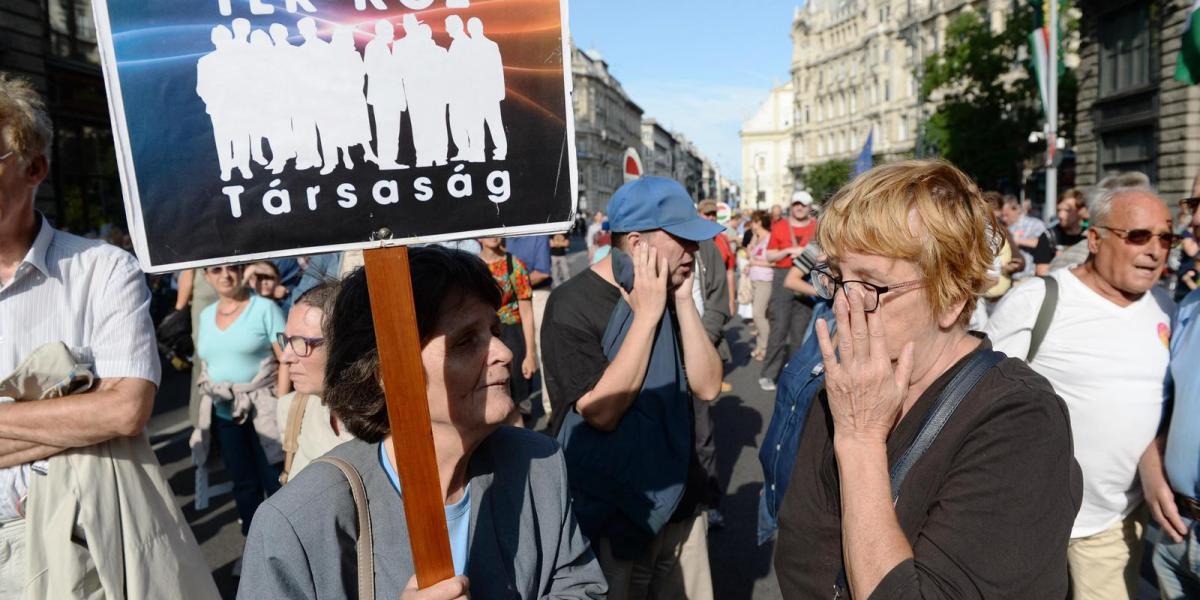 Ellenzéki tüntetés a Szabad Sajtó úton FOTÓ: Tóth Gergő