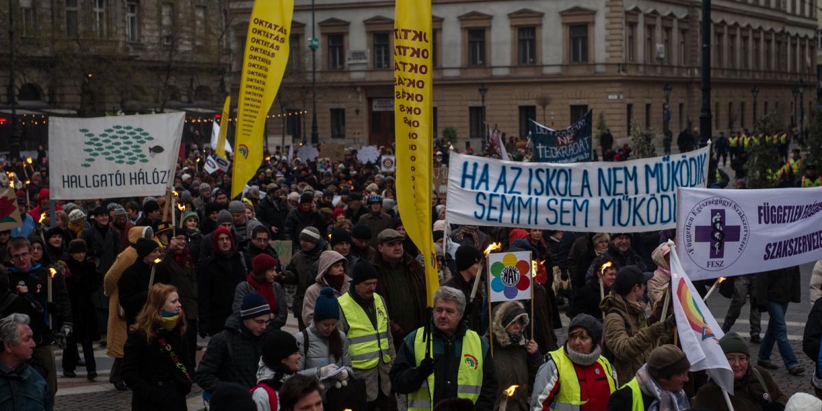 Legutóbb januárban tiltakoztak a pedagógusok és a diákok, ám a kormányt ez nem hatotta meg FOTÓ: BIELIK ISTVÁN