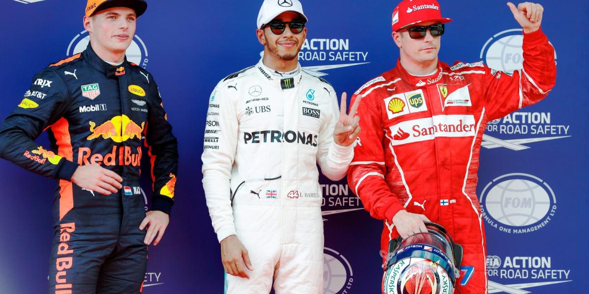 Kimi Räikkönen, Lewis Hamilton és Max Verstappen FOTÓ: FLORENT GOODEN / DPPI Media / DPPI