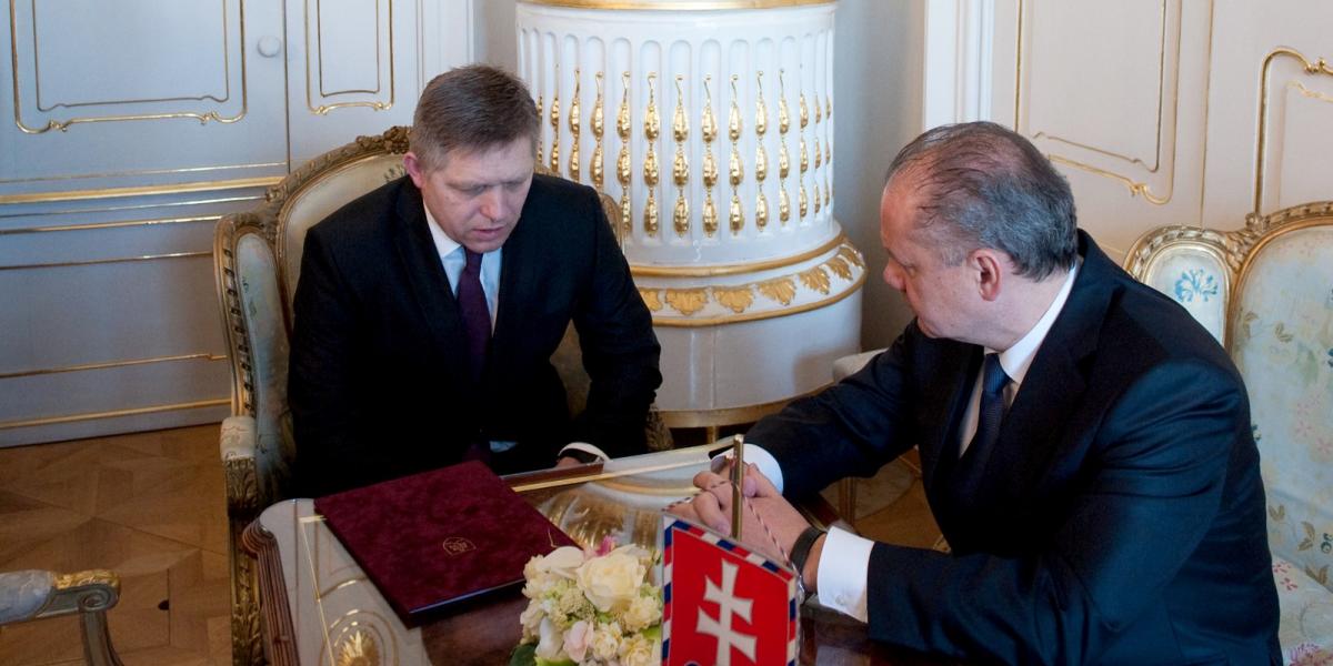 Robert Fico és Andrej Kiska között 2014-ben kezdődött a viszály. FOTÓ: SAMUEL KUBANI/AFP