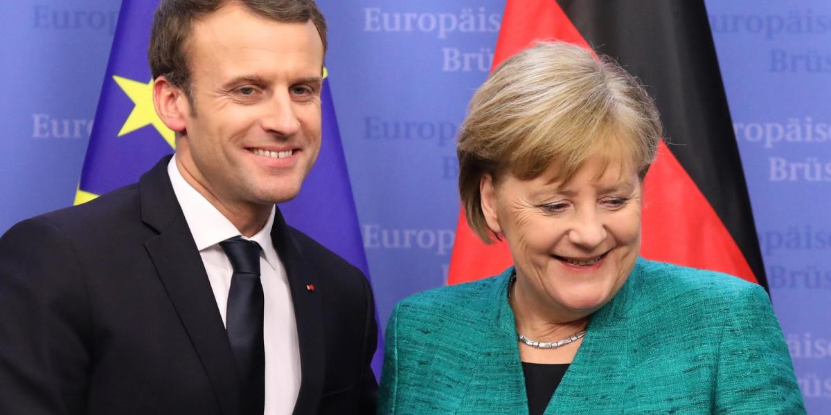 Merkel és Macron. FOTÓ: AFP / Ludovic Marin