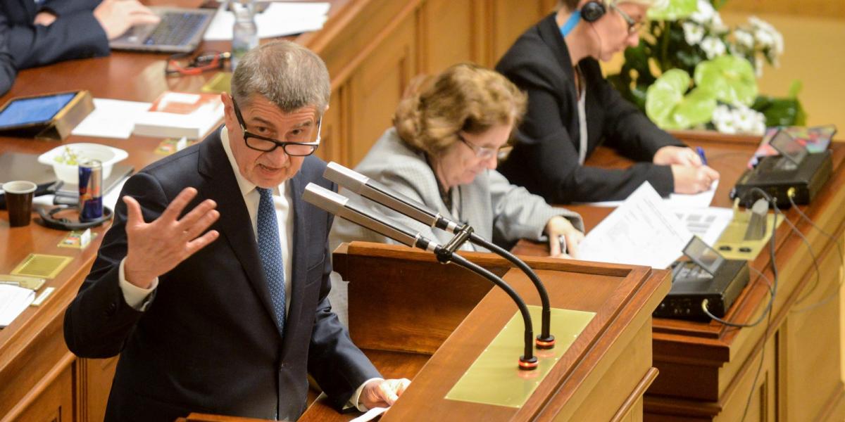 Andrej Babis cseh miniszterelnök beszédet mond a parlamentben 2018. január 16-án - Fotó: Michal Cizek / AFP