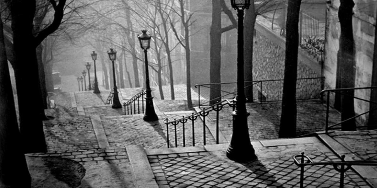 Az egyik híres és közismert fotó (részlet) az életműből: Escalier de la Butte Montmartre 1937 Paris, Centre Pompidou - Forrás: F