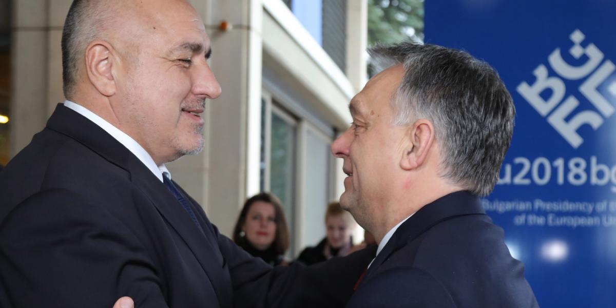 A bolgár miniszterelnök Boyko Boriszov és magyar partnere Orbán Viktor  2018. február 19-én, Szófiában - Fotó: Anadolu Ügynökség