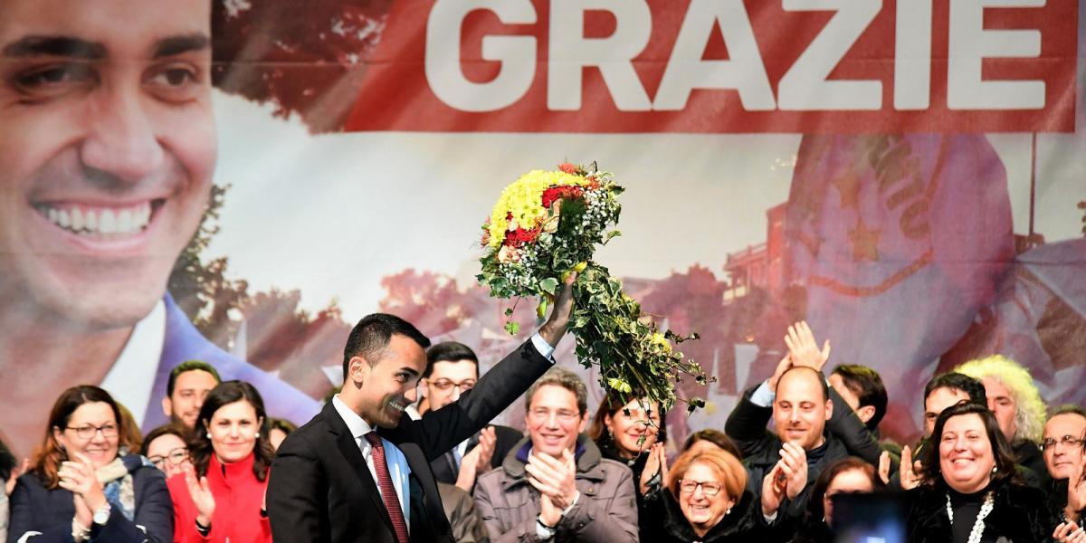 Az ötcsillagos vezér, Luigi Di Maio állítja, csak az ő pártja képviseli egész Olaszországot, Az M5S egyes régiókban 50 százalék 