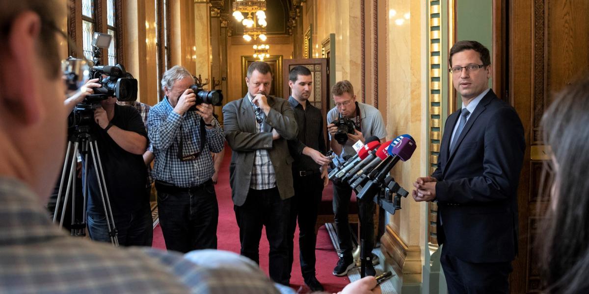 Gulyás Gergely, a Fidesz alelnöke és delegációjának vezetője nyilatkozik az Országgyűlés alakuló ülését előkészítő tárgyalás utá