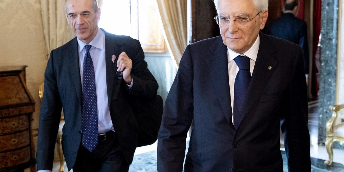 Cottarelli kijelölt kormányfő tegnap is konzultációkat folytatott Sergio Mattarella államfővel Fotó: AFP/Paolo Giandotti