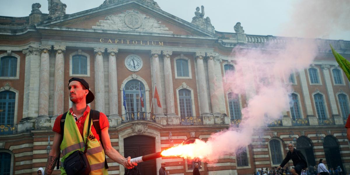 Francia vasutasok egy május végi megmozdulása. Fotó: Alain Pitton / NurPhoto