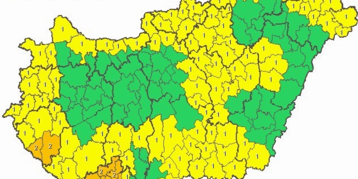 A meteorológiai szolgálat riasztási zónái Forrás: OMSZ