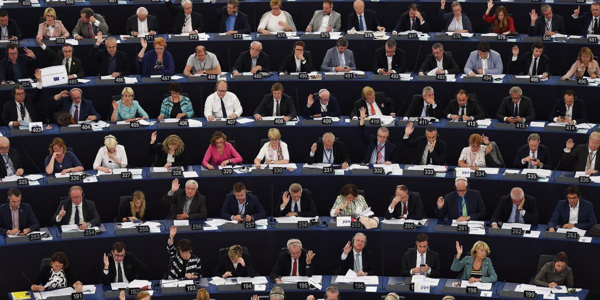 Az Európai Parlament június 13-án, szavazás közben. Fotó: FREDERICK FLORIN / AFP