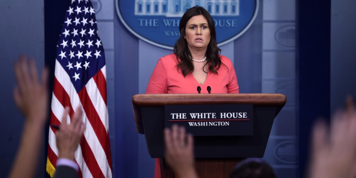 Sarah Huckabee Sanders, a Fehér Ház szóvivője FOTÓ: Brendan SMIALOWSKI / AFP