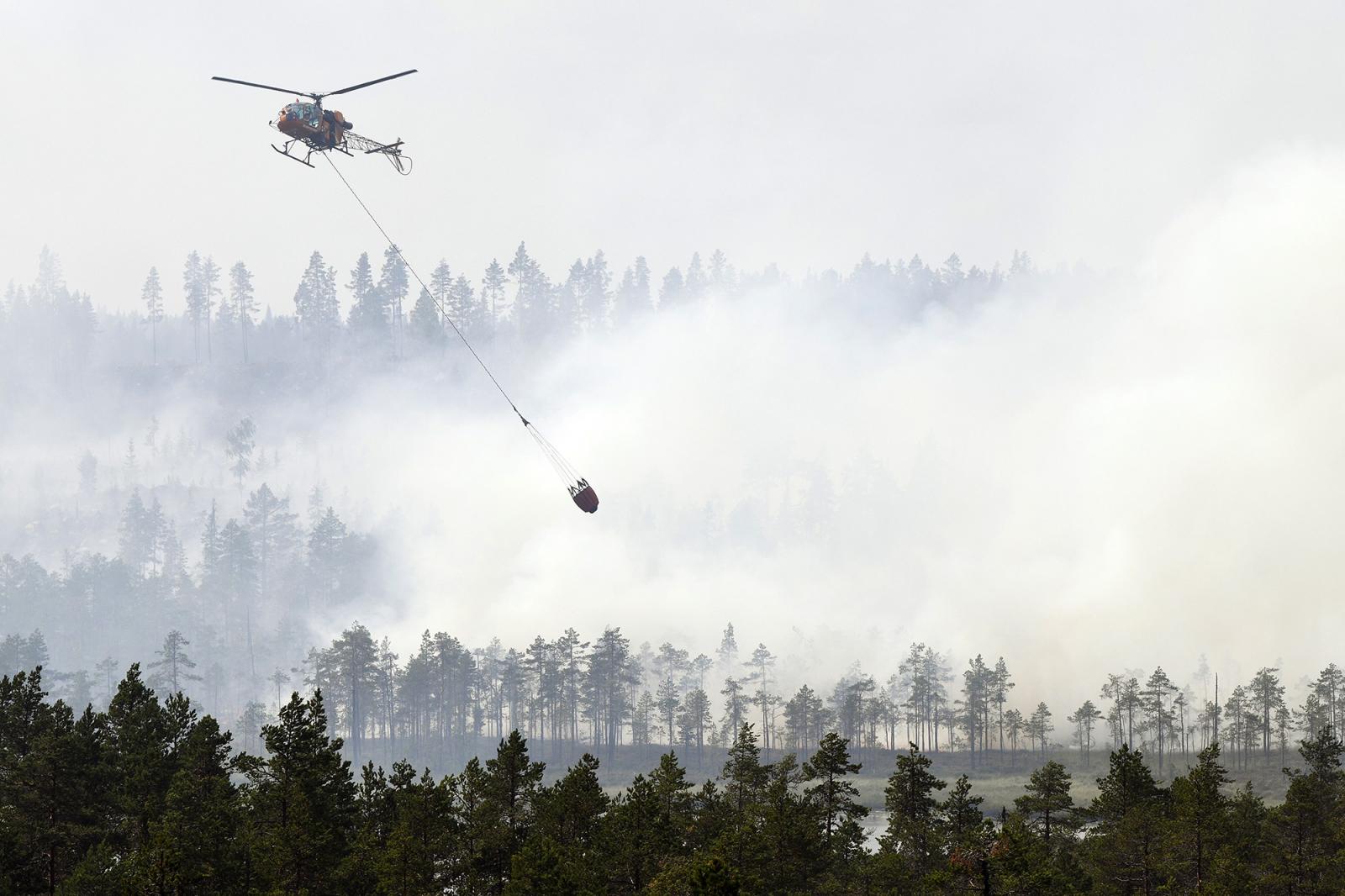 Helikopterrel oltják a tüzet a svédországi Korskrogen közelében