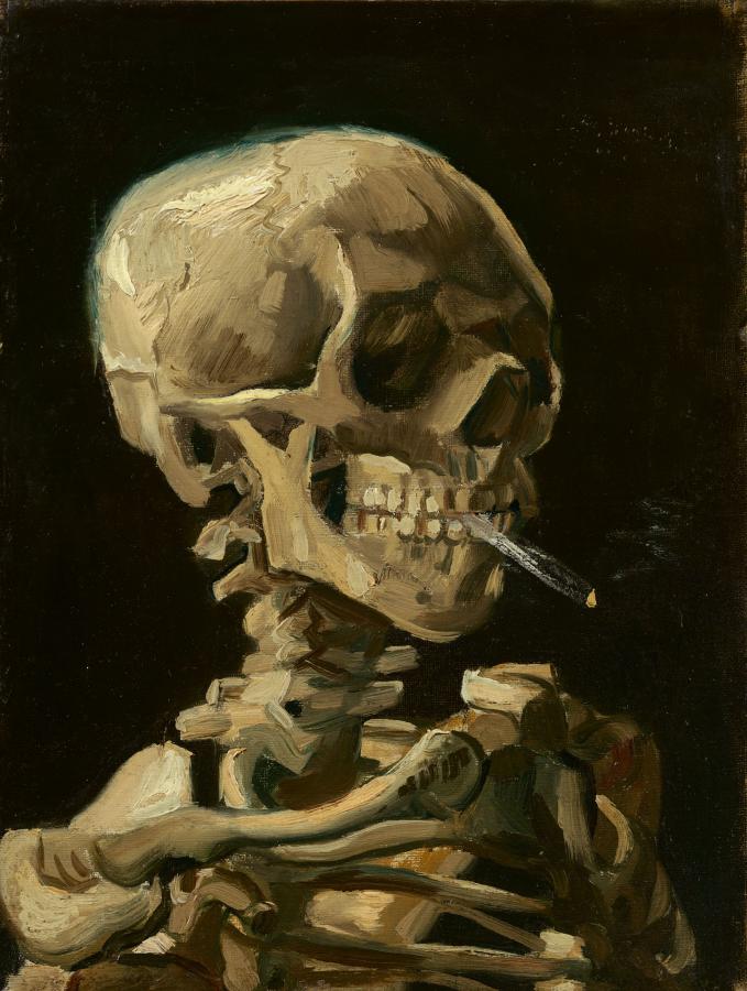 Vincent van Gogh: Egy csontváz feje égő cigarettával (1886)