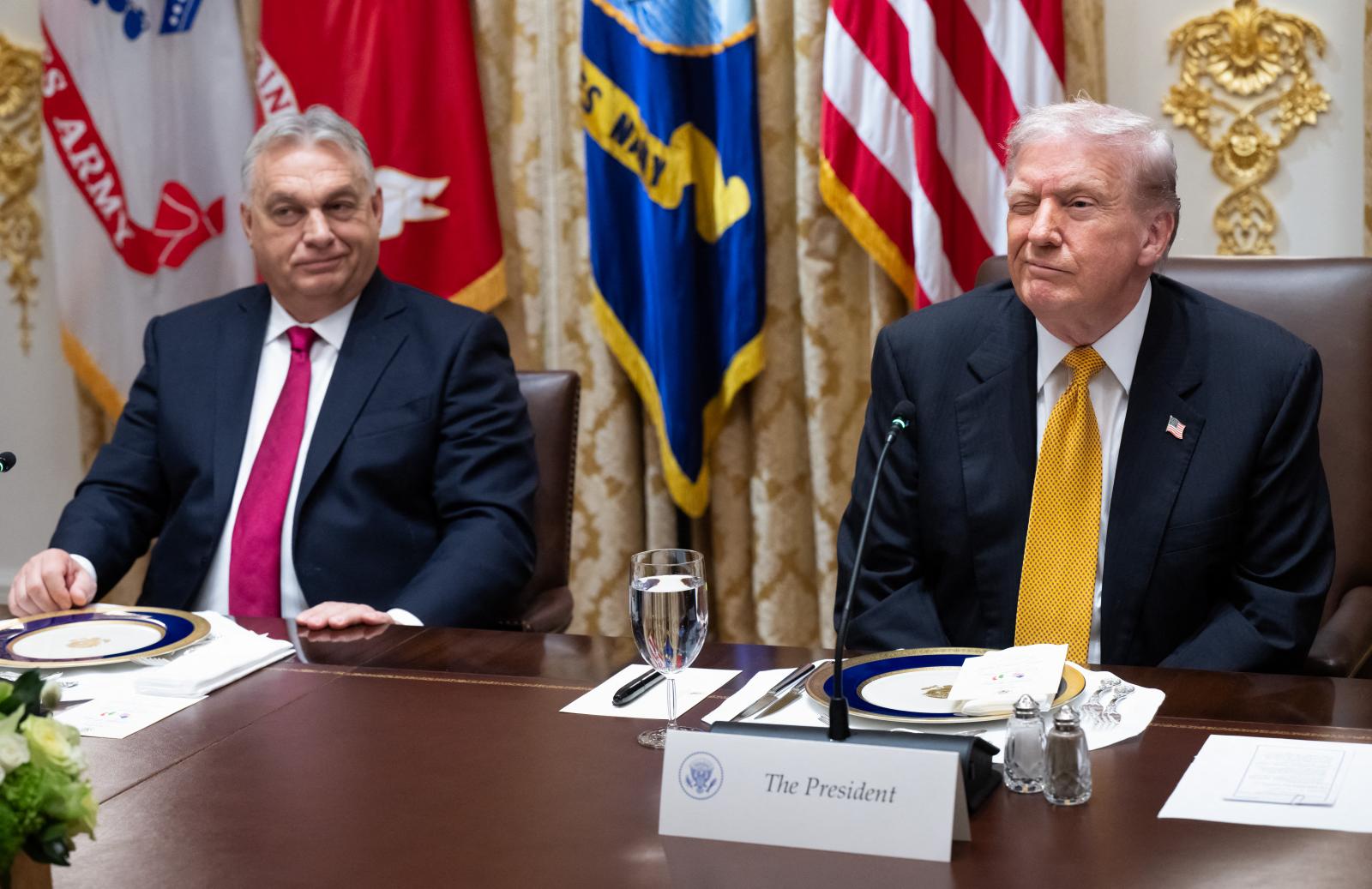 Orbán Viktor és Donald Trump a Fehér Házban, 2025. november 7-én.