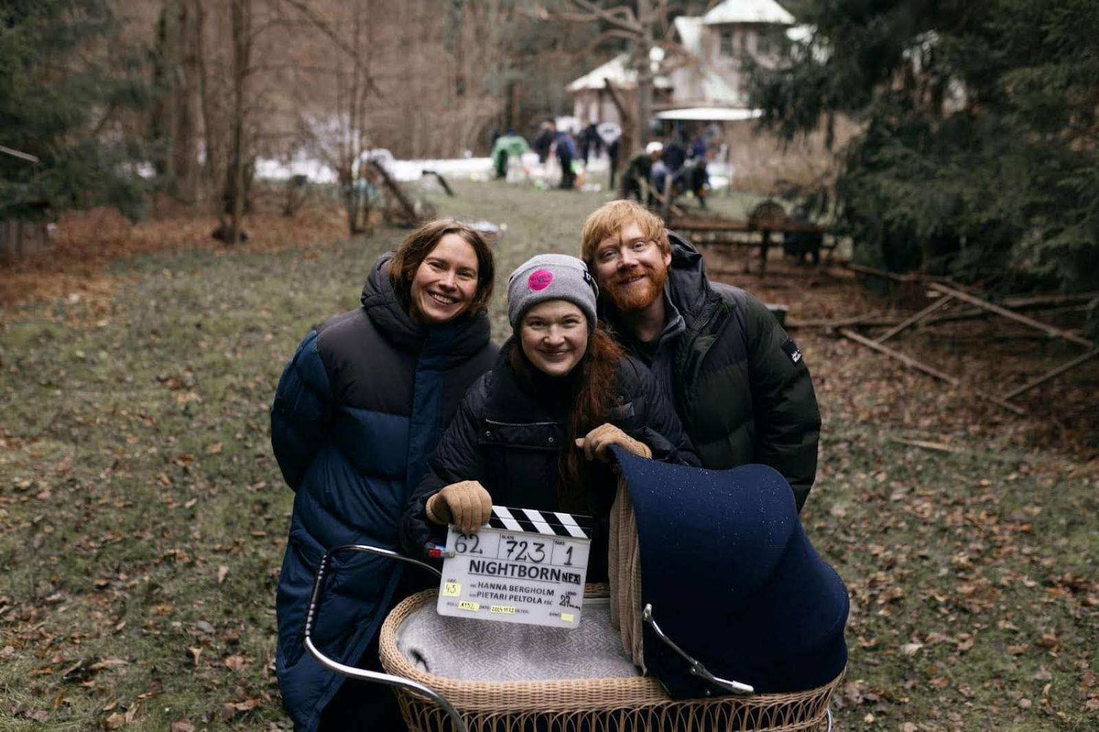 Seidi Haarla, Hanna Bergholm és Rupert Grint a forgatáson