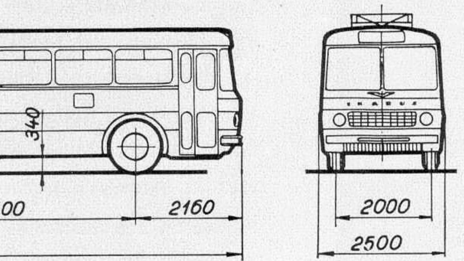 Illusztráció - az Ikarus 180 egy tervrajza