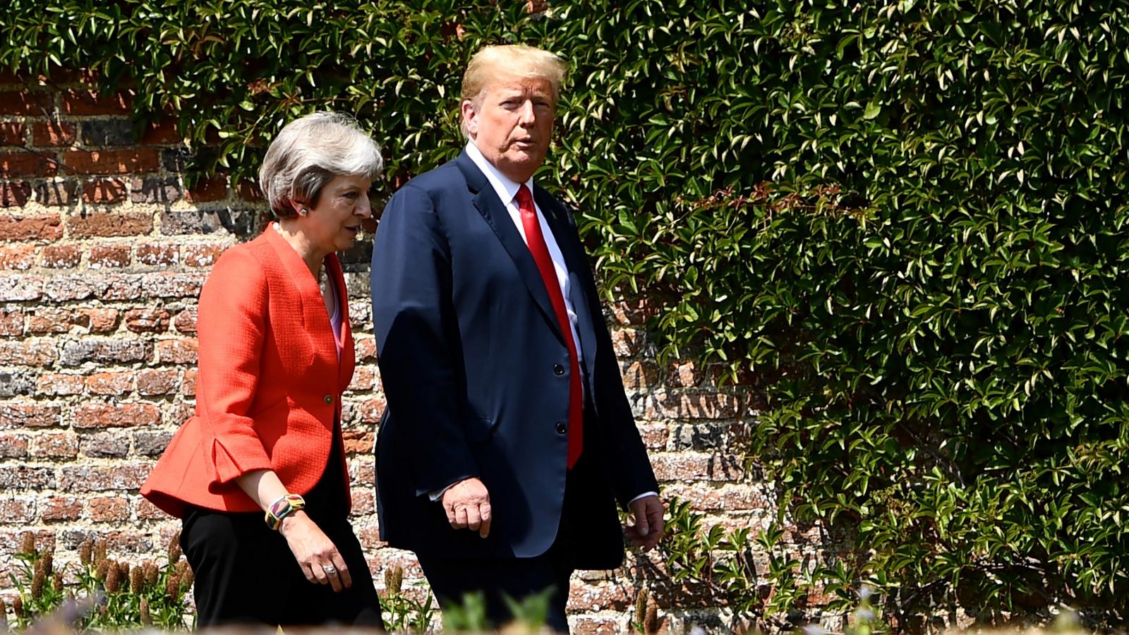 Theresa May és Donald Trump 2018. július 13-án