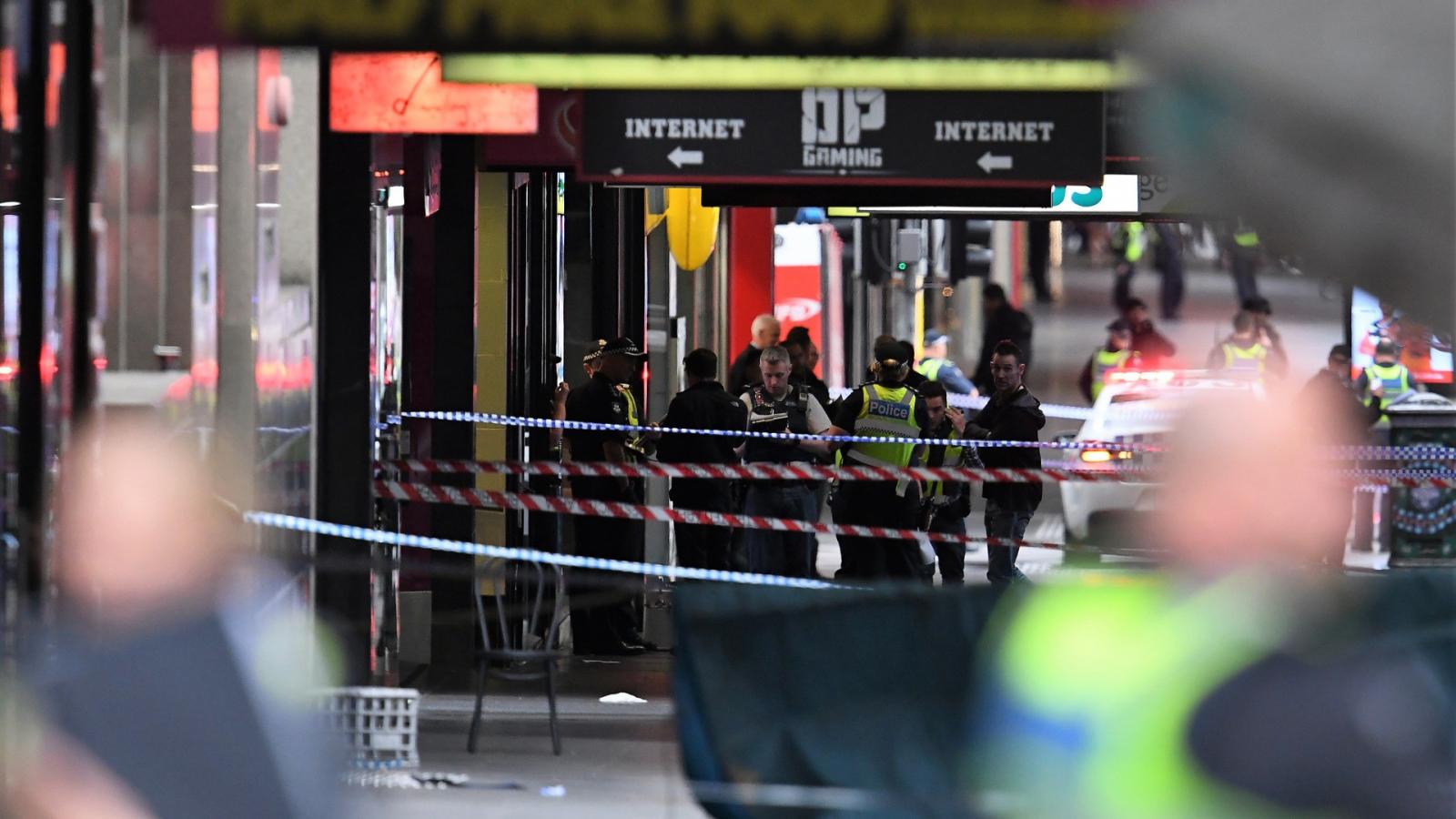 A melbourne-i késes terrortámadás helyszíne, 2018. november 9-én