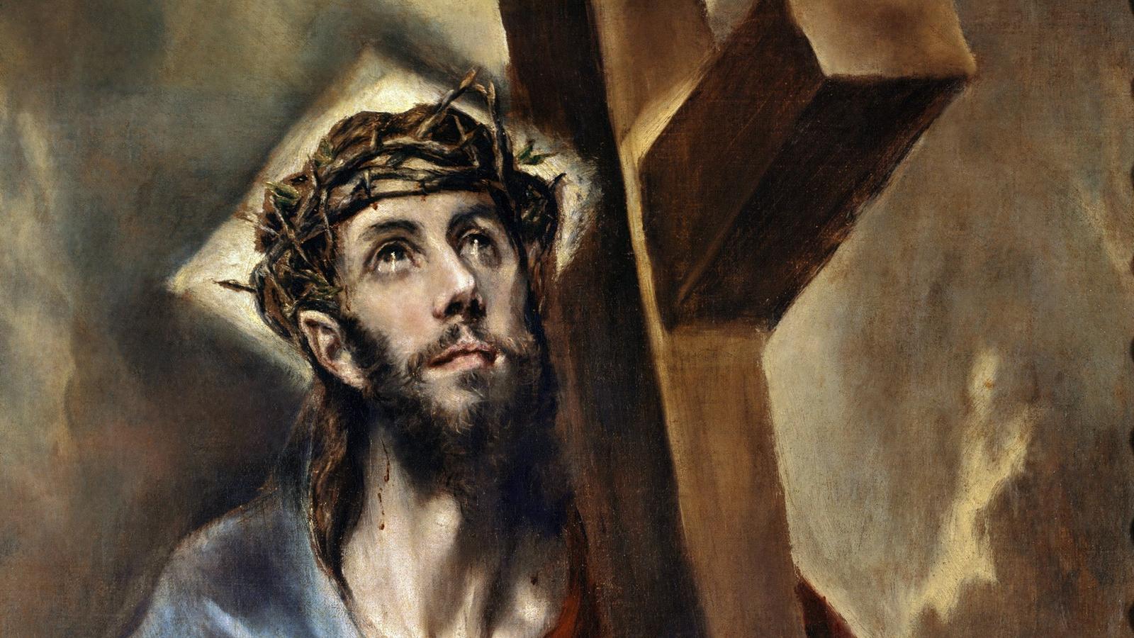 Illusztráció - El Greco: Krisztus átkarolja a keresztet c. festményének részlete