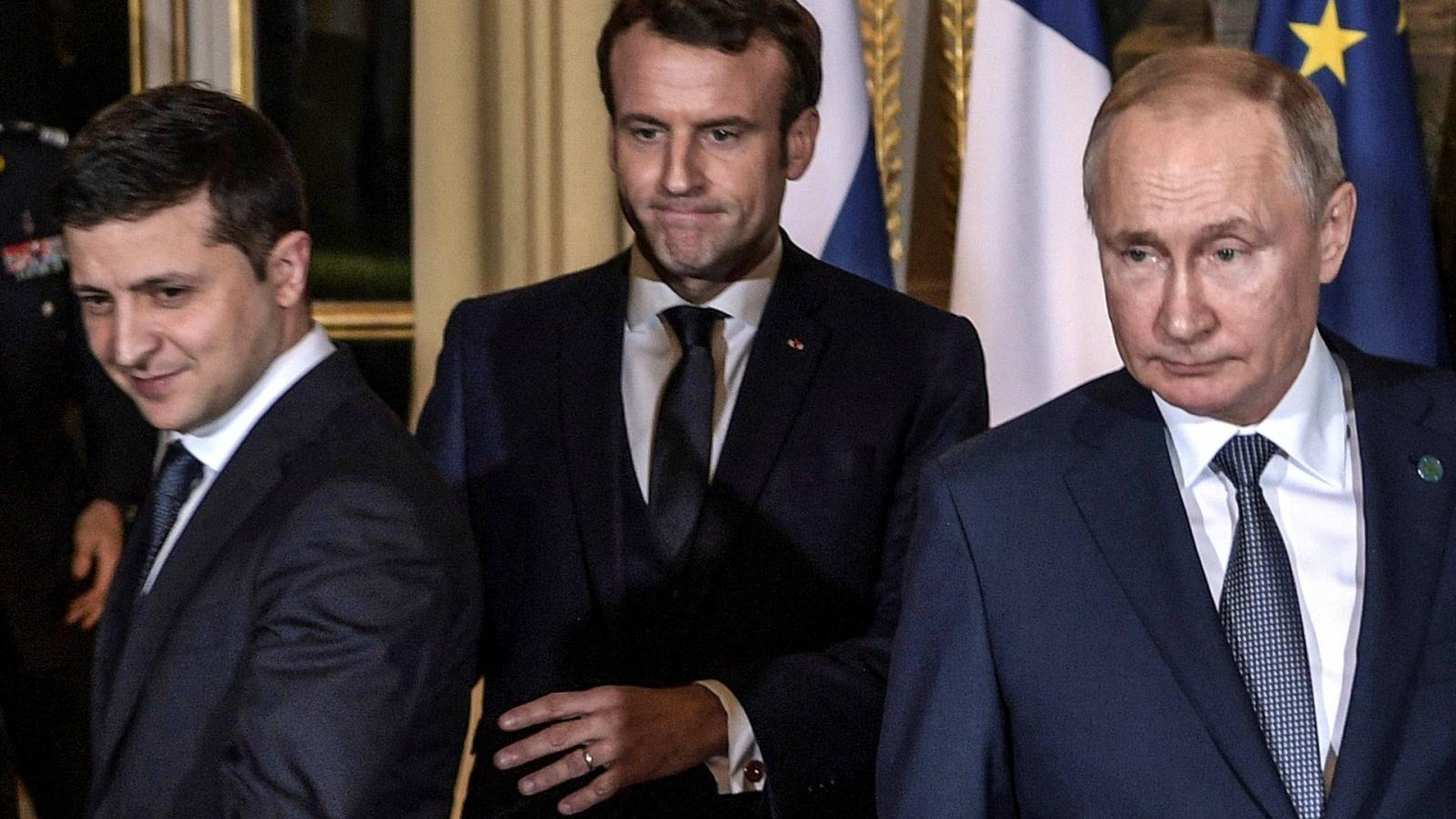 Zelenszkij, Macron és Putyin Párizsban