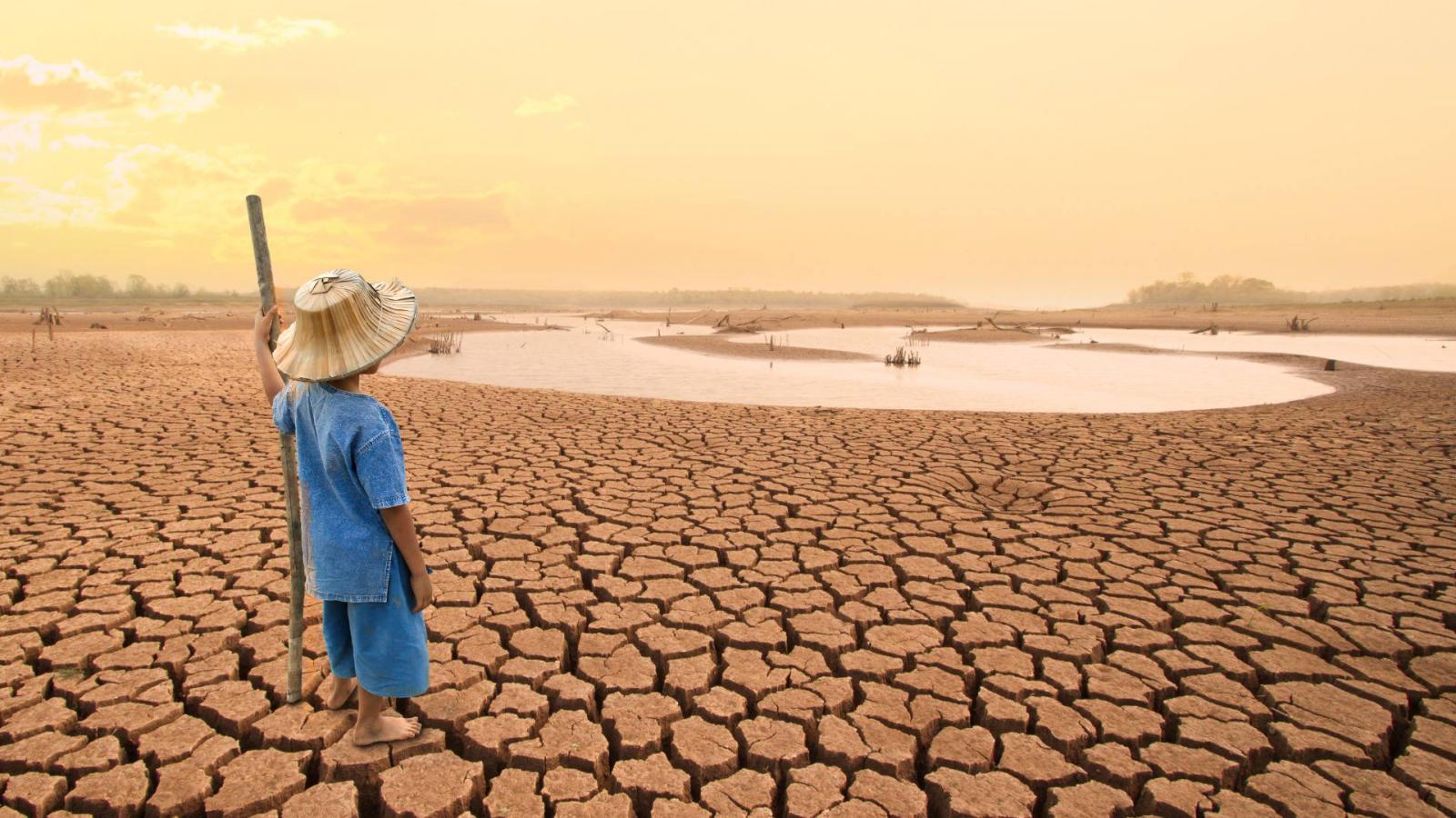 Climate,Change,And,World,Environmental,Concept.,Children,Looking,At,Drying