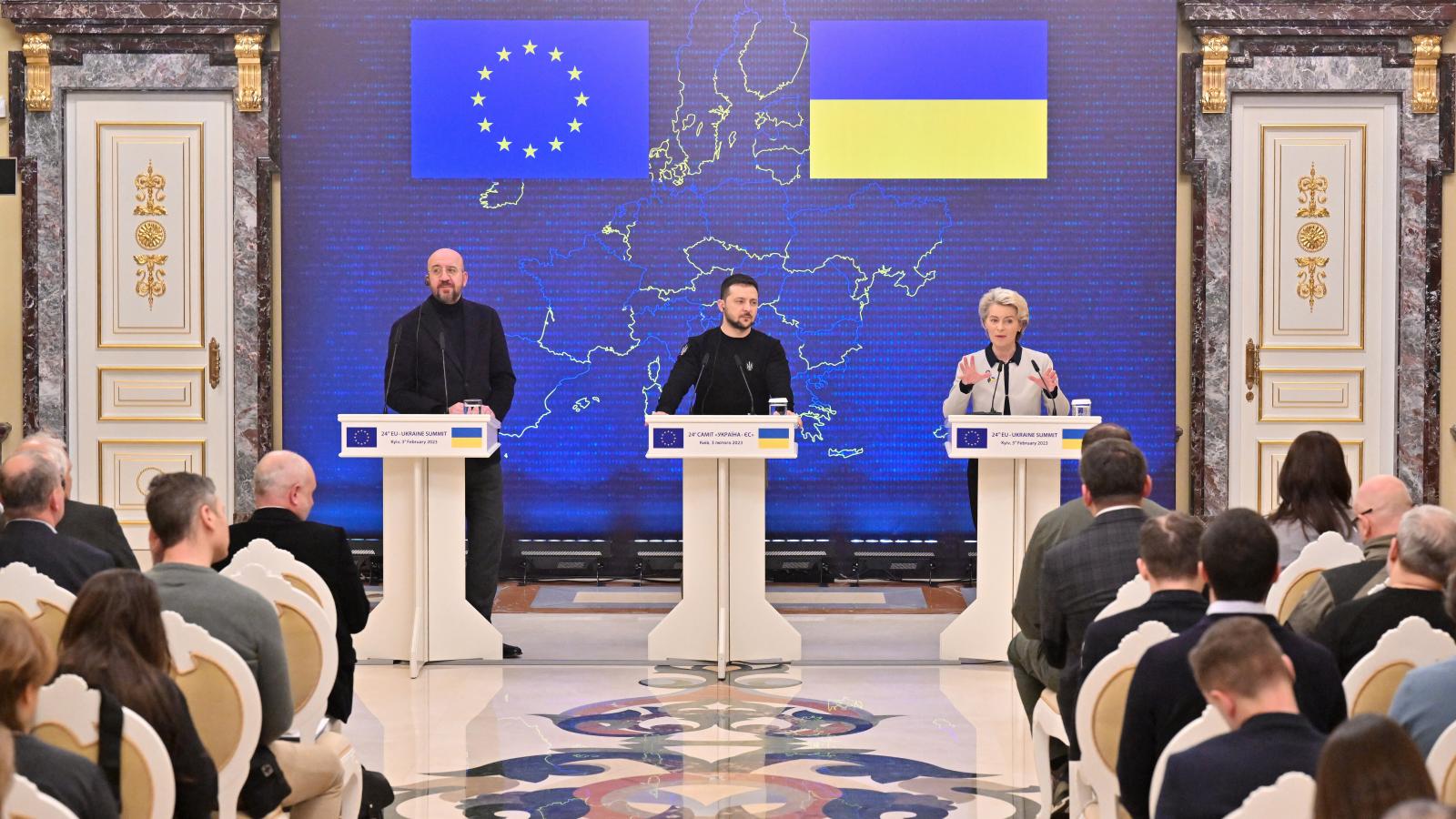 Charles Michel, Volodimir Zelenszkij és Ursula von der Leyen