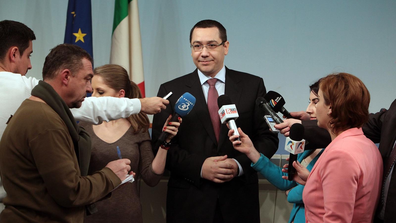 Victor Ponta az olasz miniszterelnökkel való találkozása után nyilatkozik az újságíróknak. Forrás: Elisabetta Villa/Getty Images