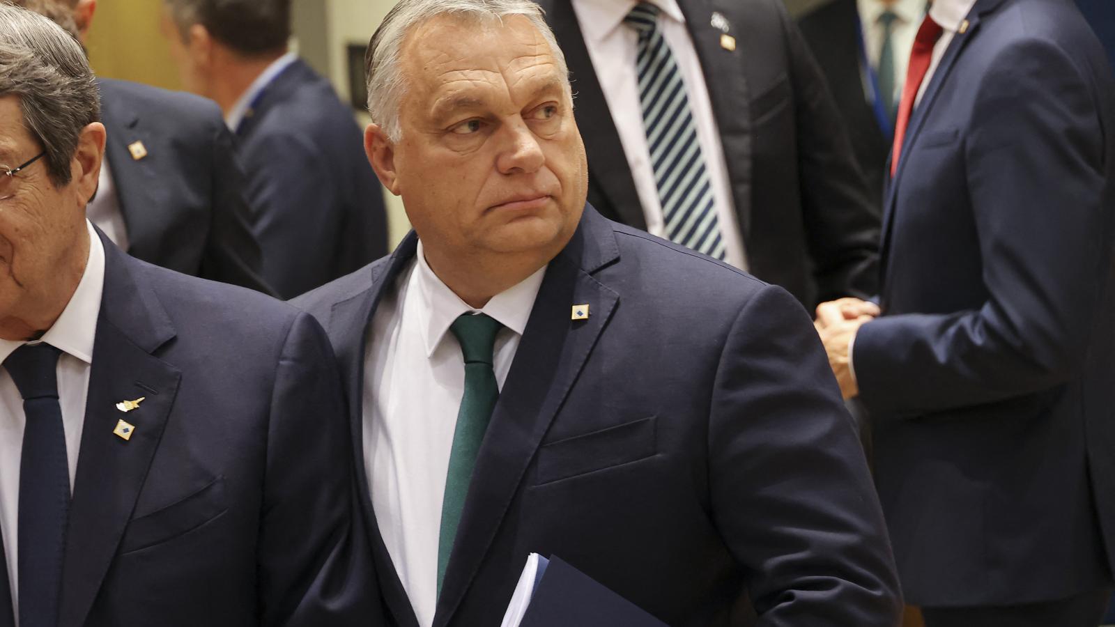 Orbán Viktor a 2022. október 21-i EU-csúcson Brüsszelben