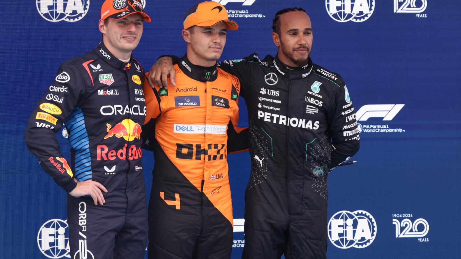 Max Verstappen, Lando Norris és Lewis Hamilton