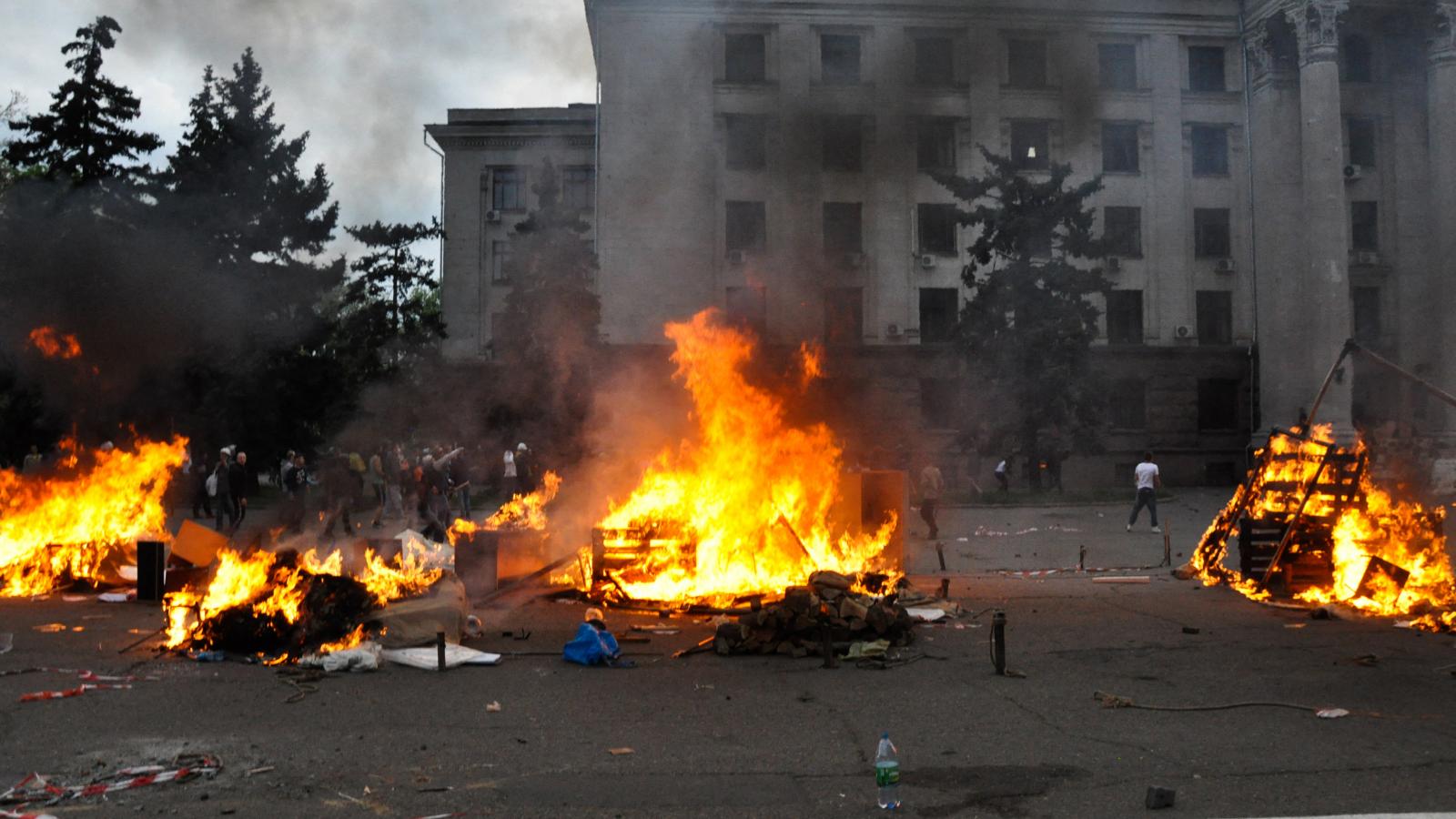 Az odesszai szakszervezeti székház 2014. május 2-án 