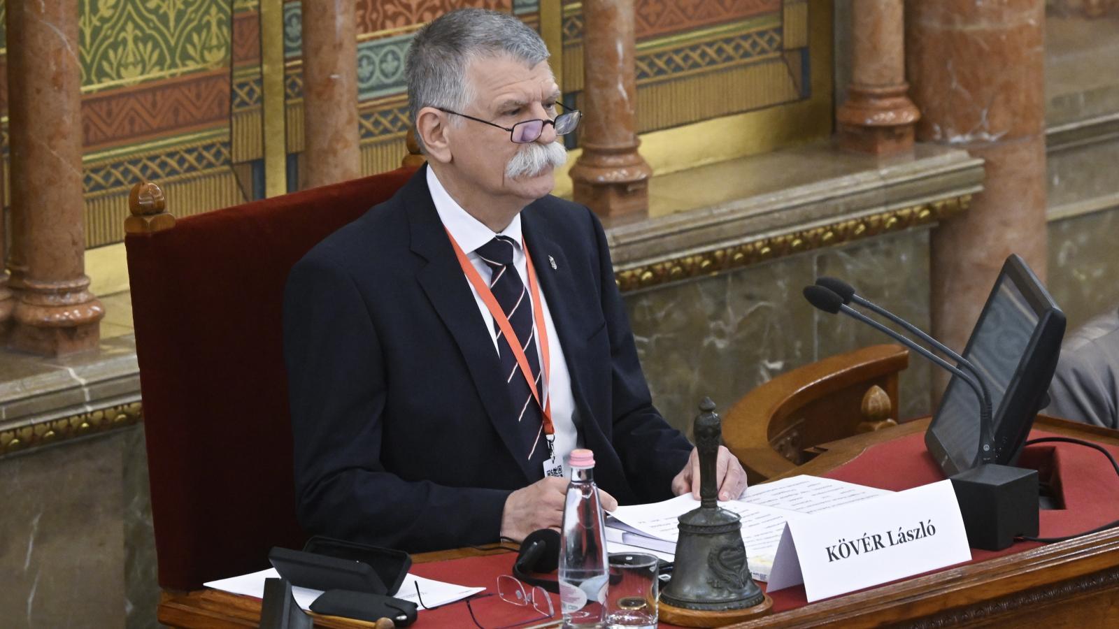 Kövér László, az Országgyűlés elnöke az EU parlamenti elnökeinek konferenciáján az Országház Felsőházi termében 2025. május 12-én