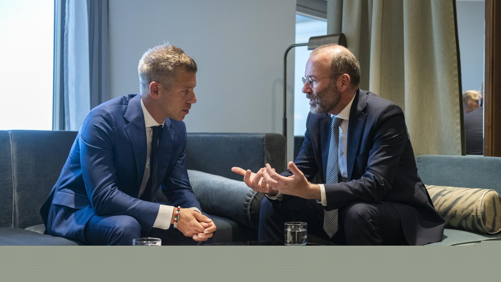 Magyar Péter és Manfred Weber budapesti találkozója 2024. június 14-én 