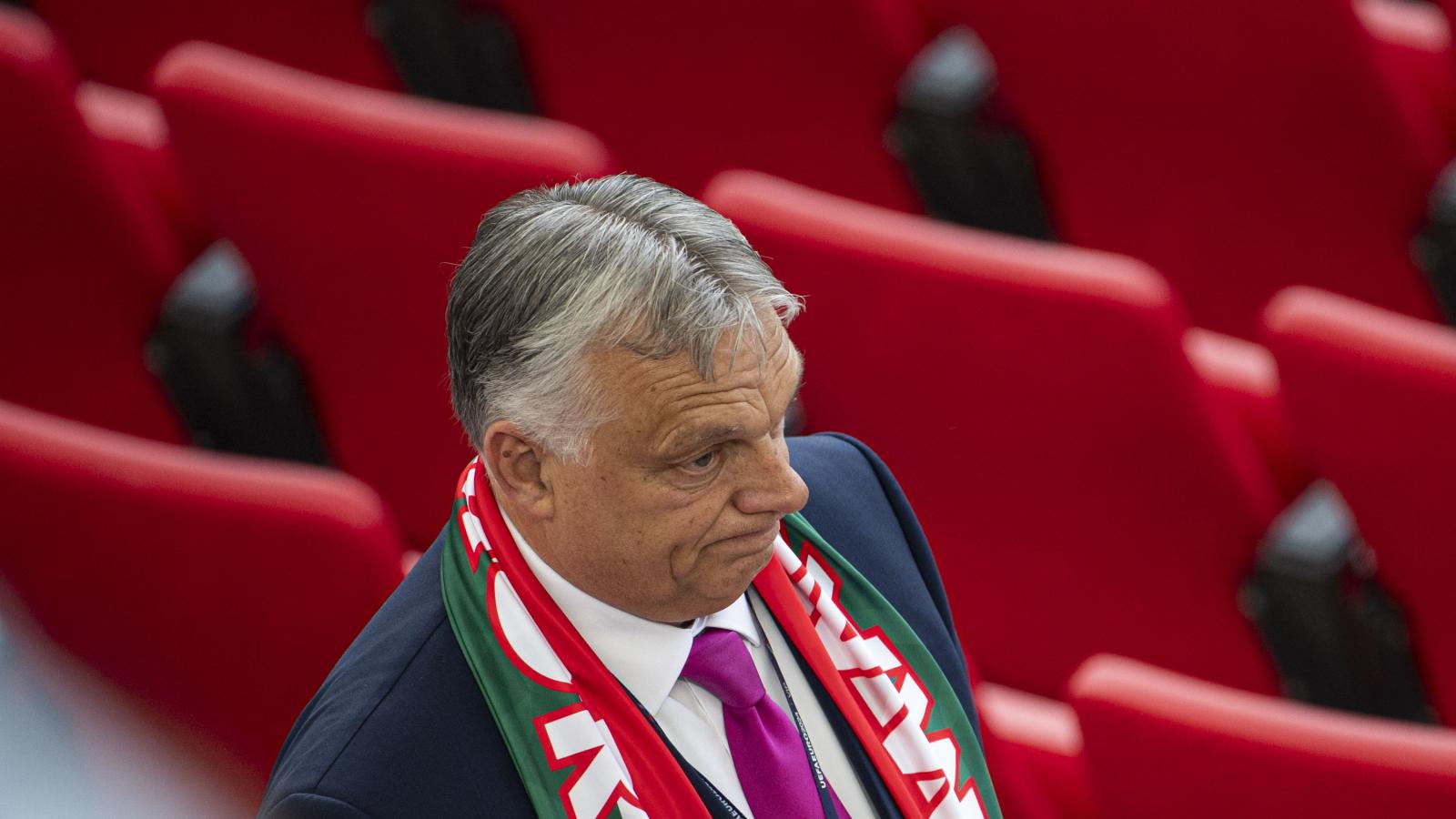 Orbán Viktor 2024. június 19-én Stuttgartban a Németország–Magyarország Európa-bajnoki mérkőzésen