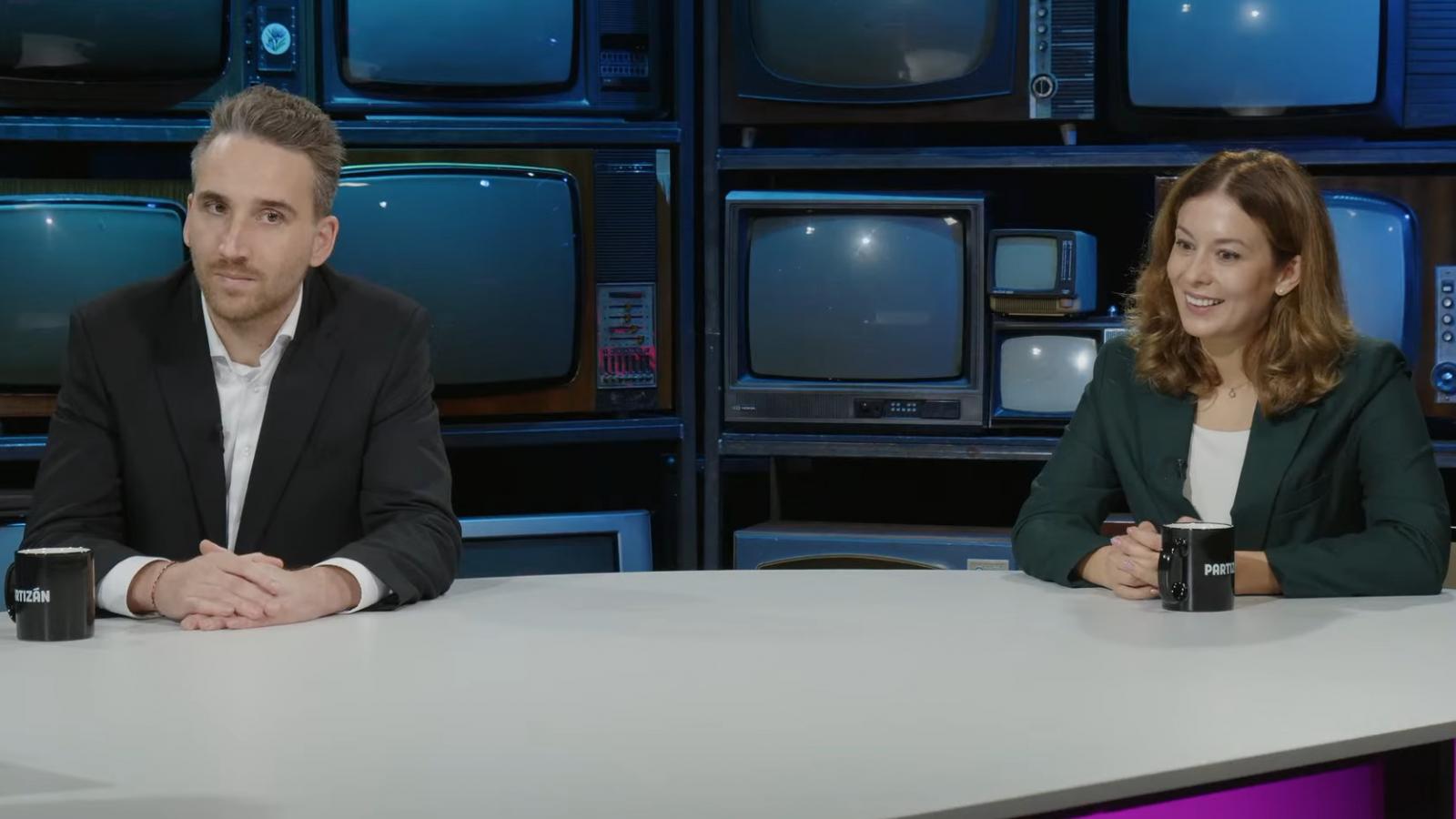 Barabás Richárd és Cseh Katalin a Partizán stúdiójában