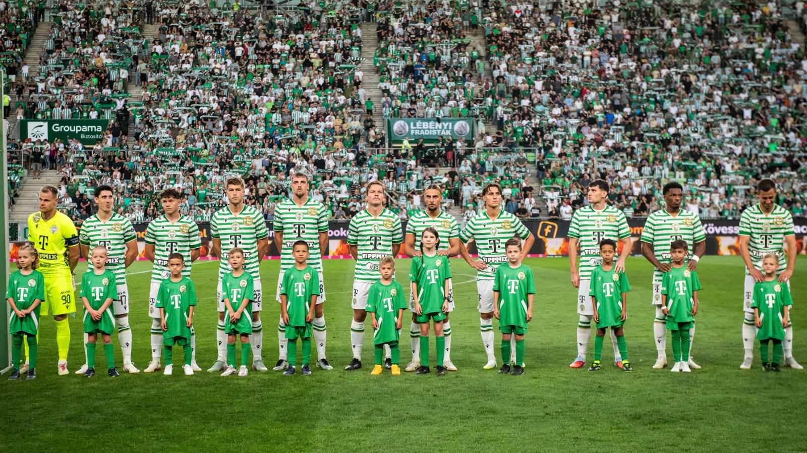 A Ferencváros kezdőcsapata az FC Noah ellen Budapesten, július 30-án