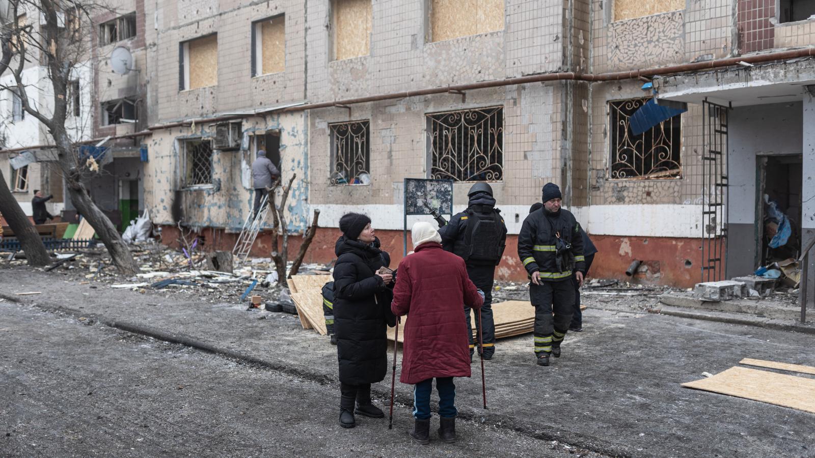 Egy korábbi légitámadás felvétele Ukrajnában, február 12-én.