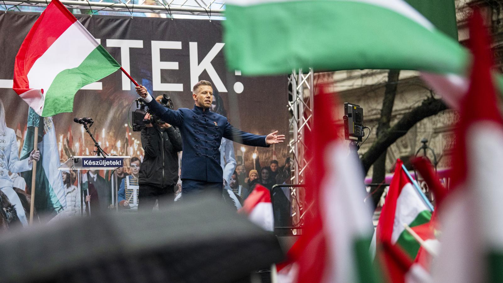 Magyar Péter 2025. március 15-én.