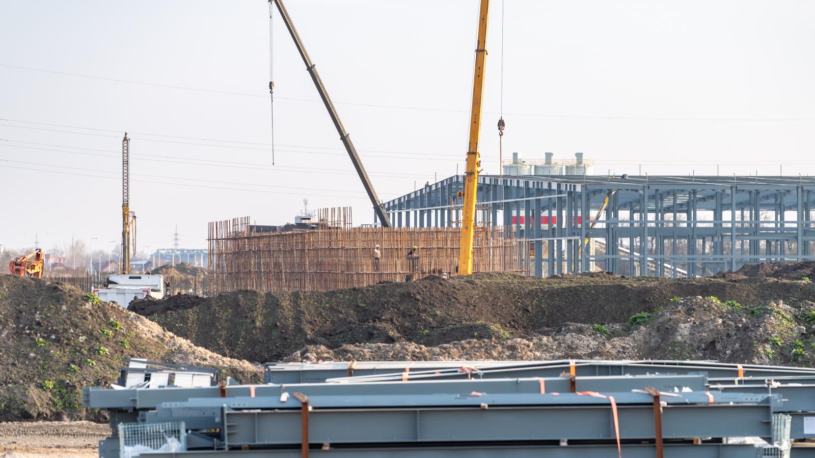 BYD gyár építési területe Szeged határában 2025. február 7-én
