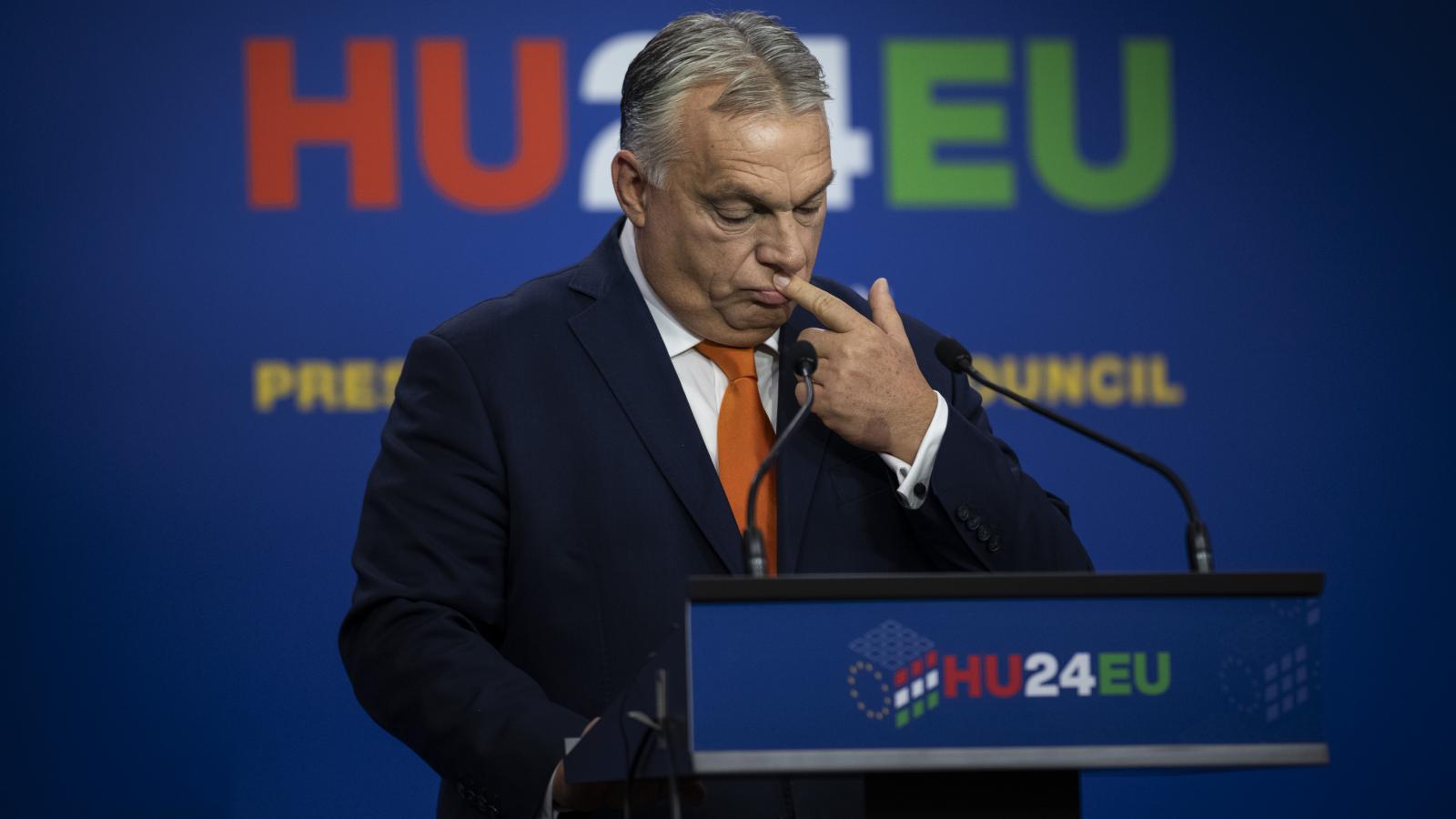 Orbán Viktor a 2024-es magyar EU-elnökséget lezáró nemzetközi sajtótájékoztatón