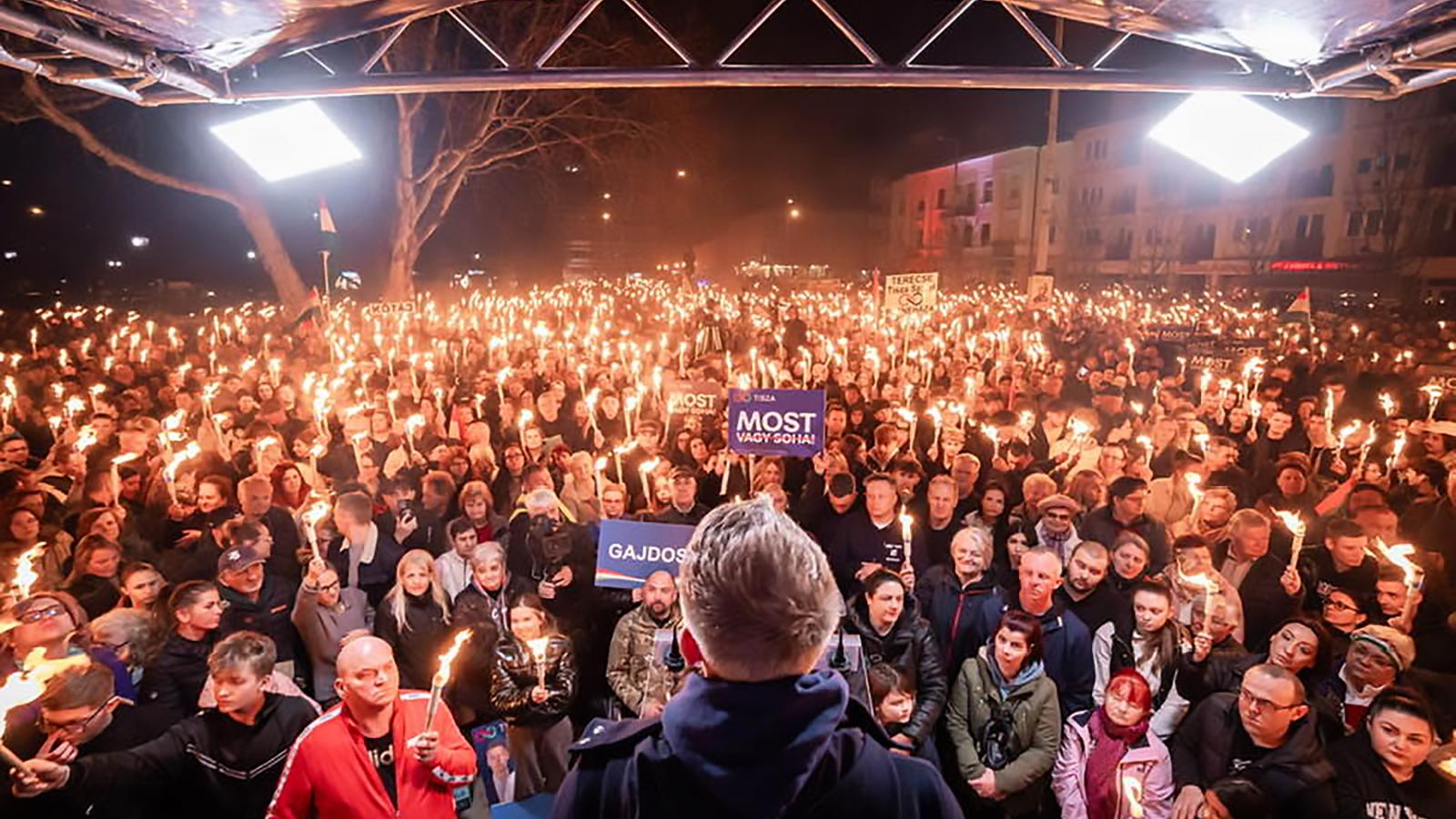 Magyar Péter Nyíregyházán március 23-án.