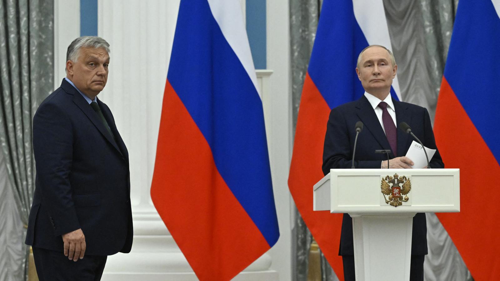 Orbán Viktor és Vlagyimir Putyin 2024. július 5-én Moszkvában