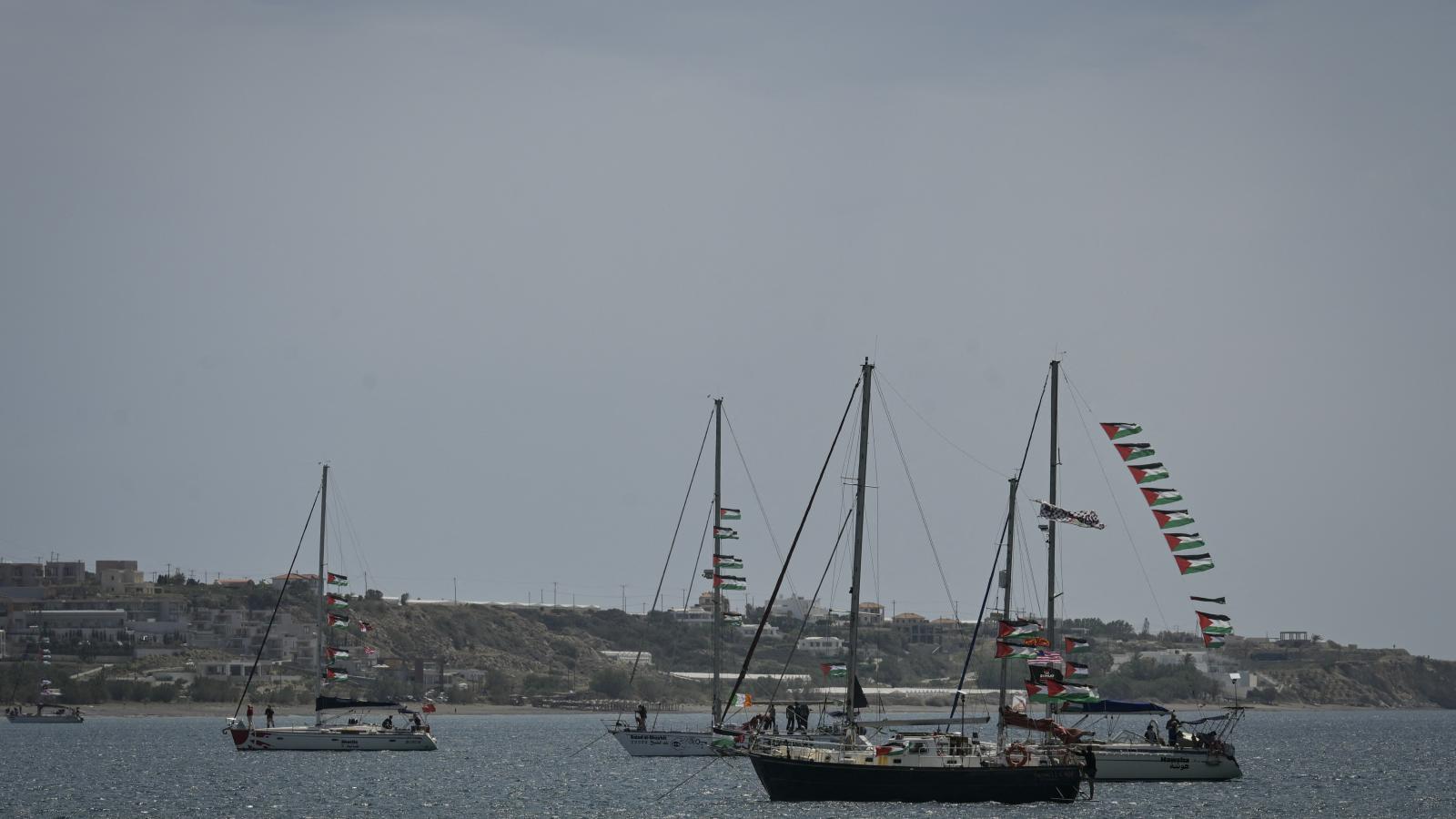 A Global Sumud Flotilla hajói Krétán