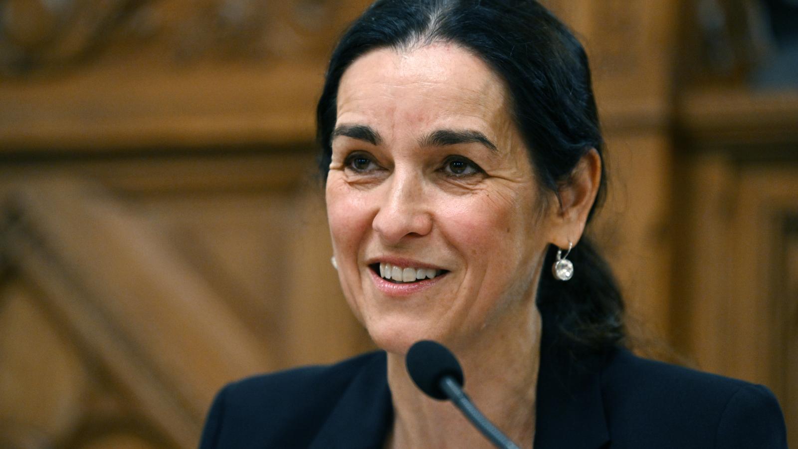 Orbán Anita külügyminiszter-jelölt kinevezés előtti meghallgatásán az Országgyűlés európai ügyek bizottságának ülésén az Országházban 2026. május 11-én.