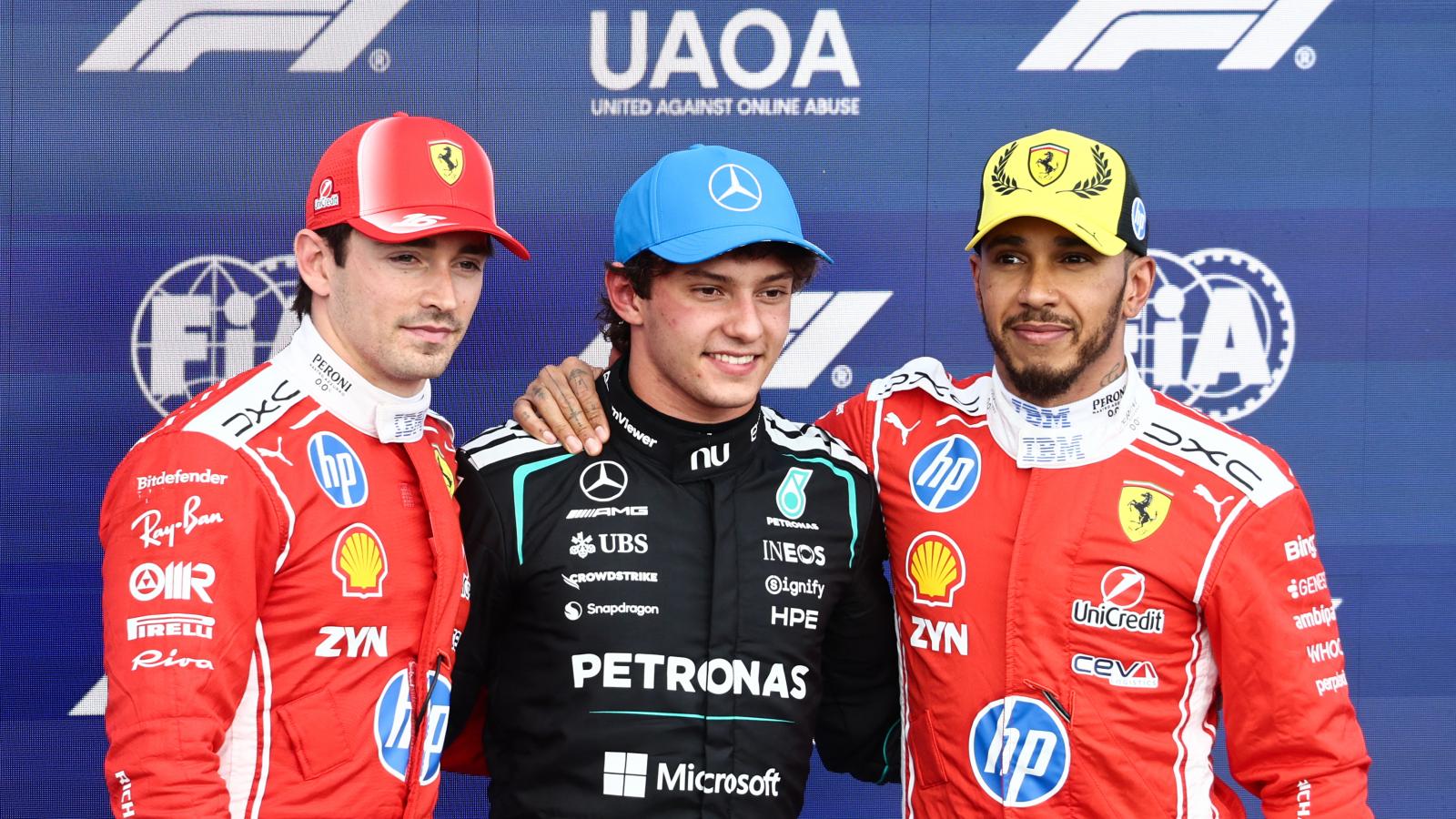 Balról jobbra: Charles Leclerc, Andrea Kimi Antonelli és Lewis Hamilton