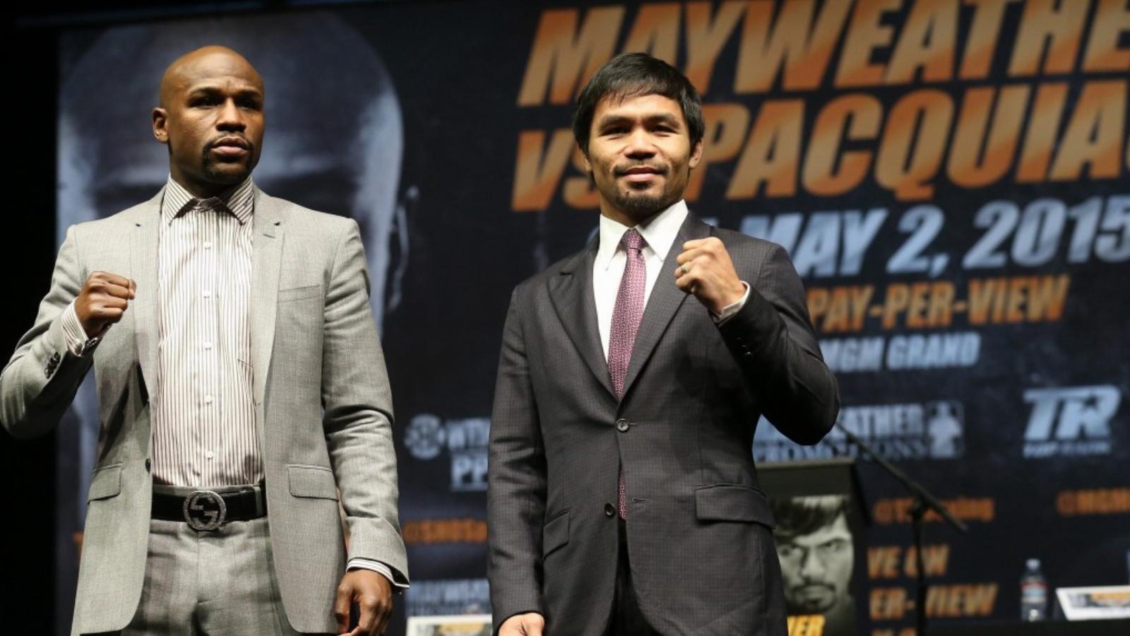 Mayweather (balra) és Pacquiao FOTÓ: EUROPRESS/GETTY IMAGES/STEPHEN DUNN